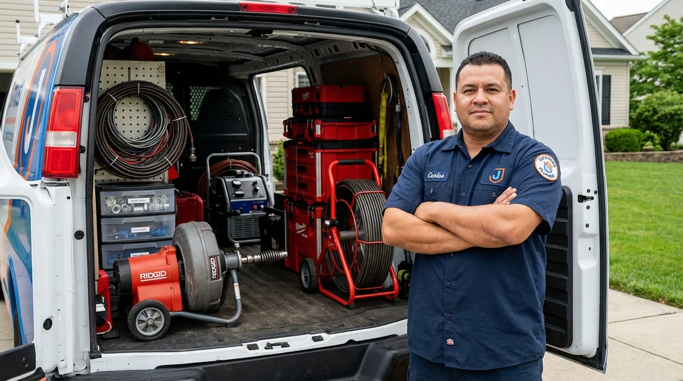 Professional drain cleaning equipment and Johns Plumbing LLC plumber in Guerneville