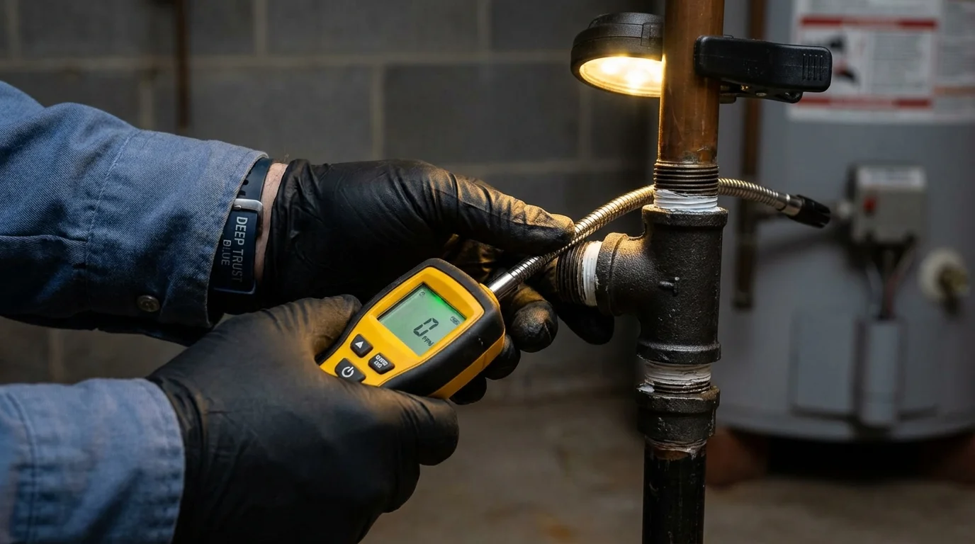 Gas leak detection with electronic sniffer by Johns Plumbing LLC in Guerneville