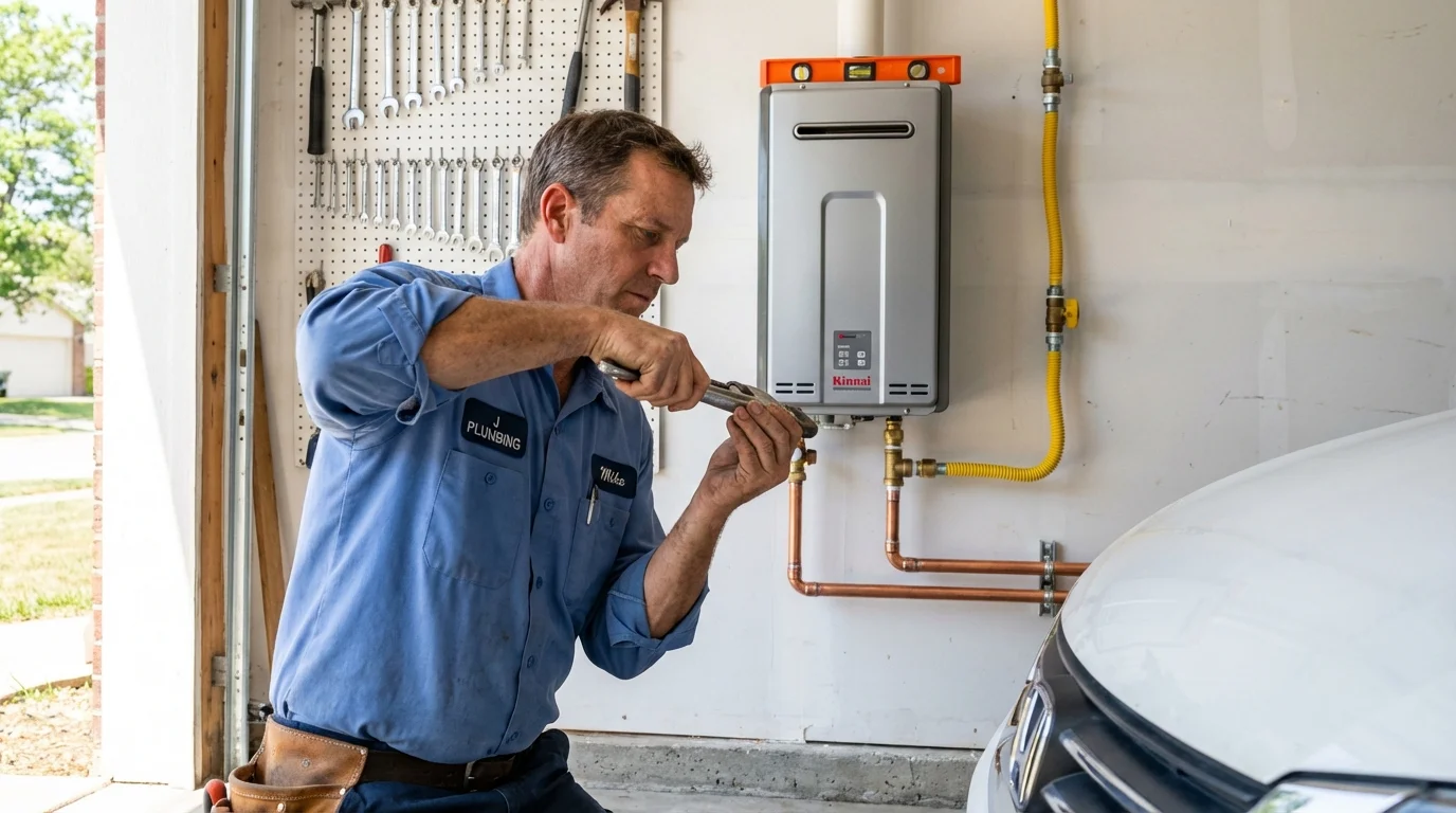 Tankless water heater installation by a Johns Plumbing LLC plumber in Guerneville