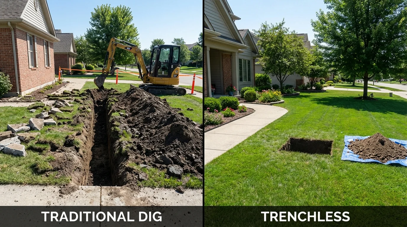 Trenchless sewer repair with minimal yard damage versus traditional excavation in Guerneville, CA